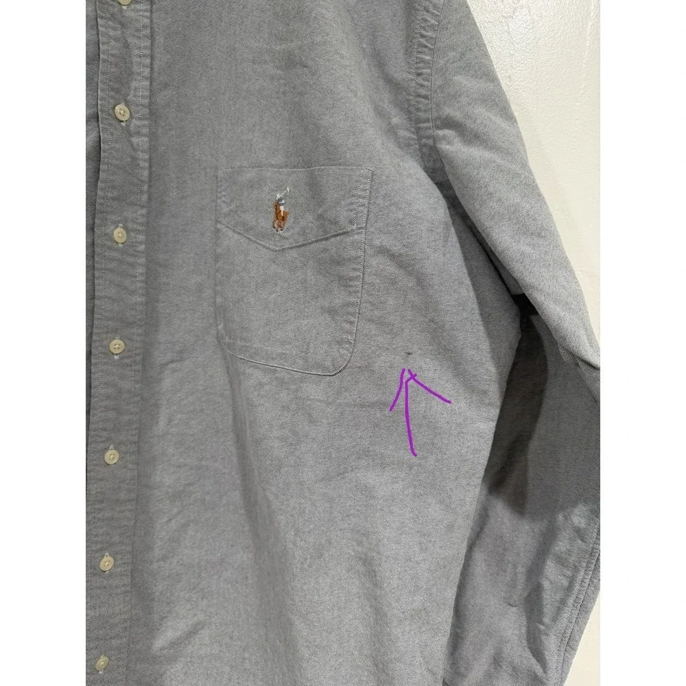 Polo Ralph Lauren Gray Oxford Button Down Shirt Classic Fit Cotton 2XLT Tall
